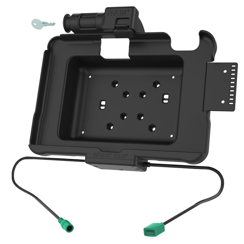 RAM Mounts - RAM-HOL-ZE11PDKLU - RAM Mounts RAM POWER & DATA SPRING  LOADED KEYED LOCK CRADLE FOR  ZEBRA ET5X 10.1" SERIES TABLETS