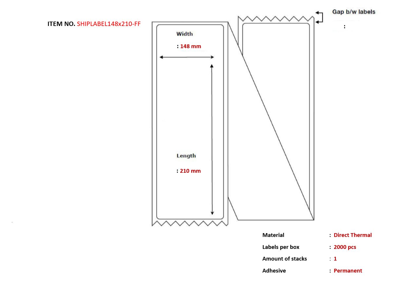 Capture - SHIPLABEL148X210-FF - Capture Ship-étiquette 148 x 210mm,  Fanfold. Direct Thermal, 2000  labels per box