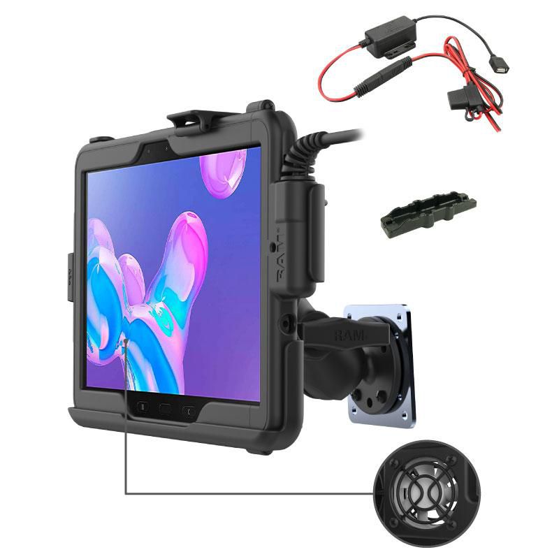 RAM Mounts - W126108869 - UNPKD RAM HARDWIRE FAN DOCK BUNDLE FOR SAMSUNG TAB ACTIVE PRO WITH BACKING PLATE Tough-Case, Tablet/UMPC, Passive holder, Car, Black