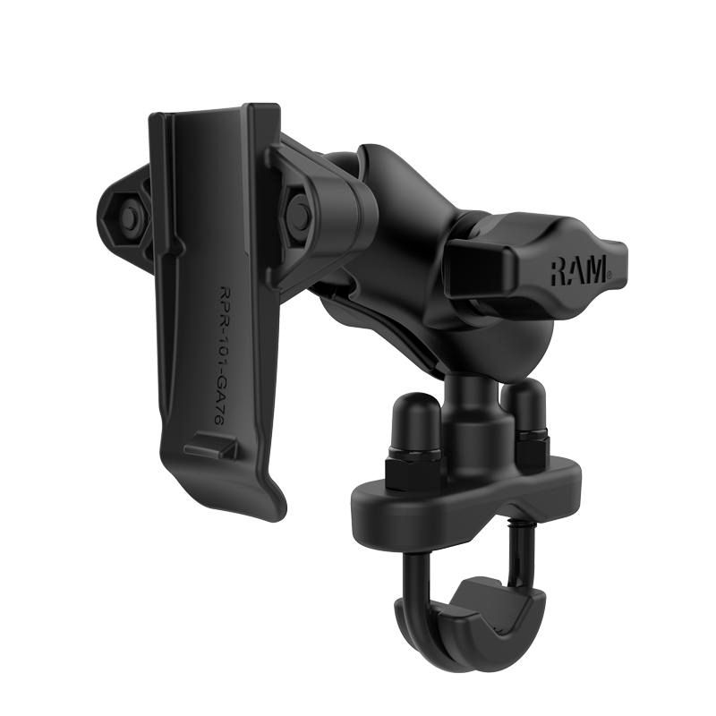 RAM Mounts - W126108984 - UNPKD RAM SPINE CLIP GARMIN HOLDER WITH bras court AND U-BOLT RAM-B-149Z-A-GA76U, Navigateur, Support passif, Moto, Noir