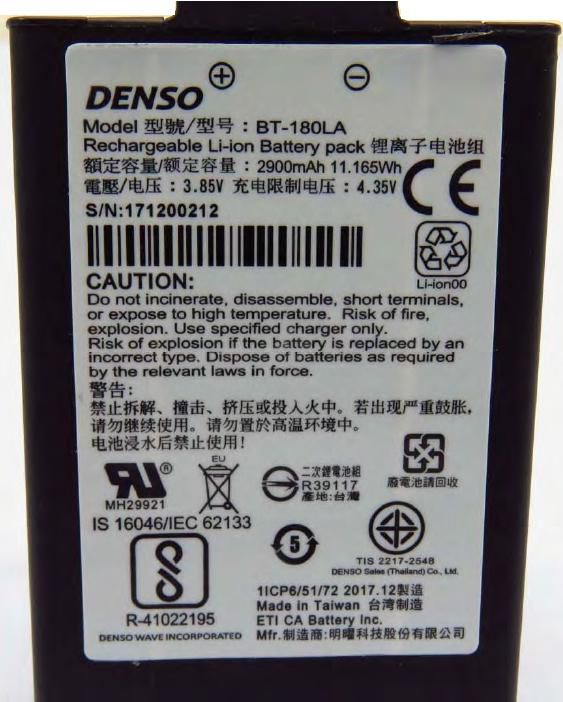 Denso - W126186470 - Batterie Li-Ion pour BHT-1800 ,