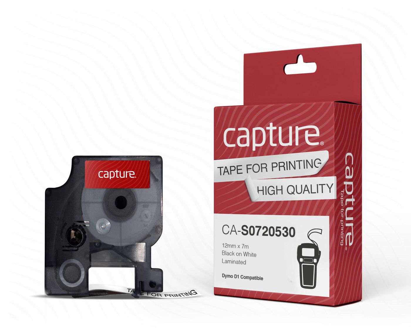 Capture - W127032254 - Ruban noir sur blanc 12 mm x 7 m