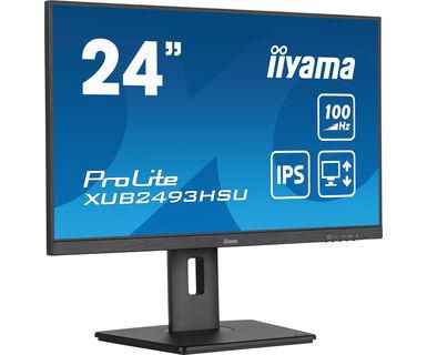 IIYAMA - W128609709 - Ecran IPS 24" ETE,1920x1080@100Hz,Pied ajustable,Pivot,1ms,250cd/m²,Haut-parleurs,HDMI, DP, USB-HUB 2x2.0 (23,8" VIS)
