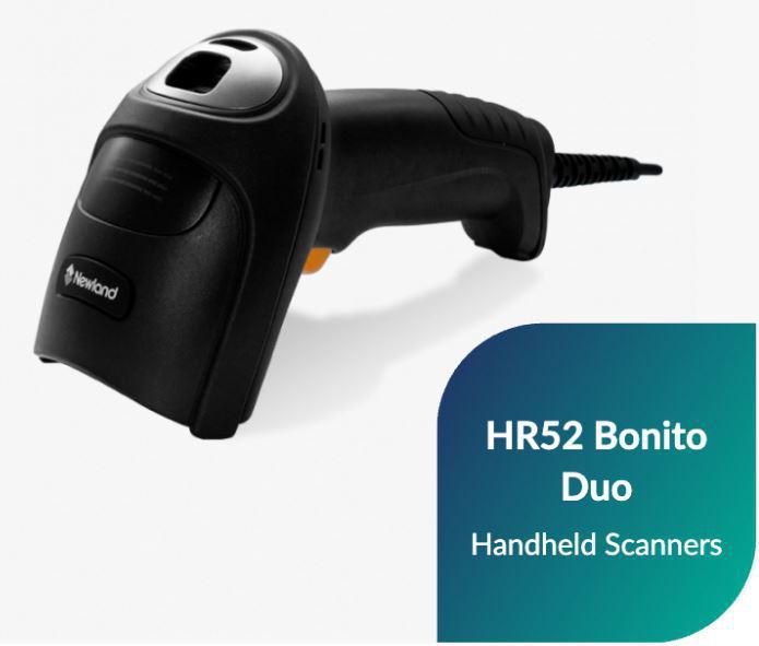 Newland - W128771739 - HR52 Bonito 2D HH Reader, CMOS Duo Near/Far MP imager, Laser Aimer, Black, RS232 2m. cable, multiplug adapter