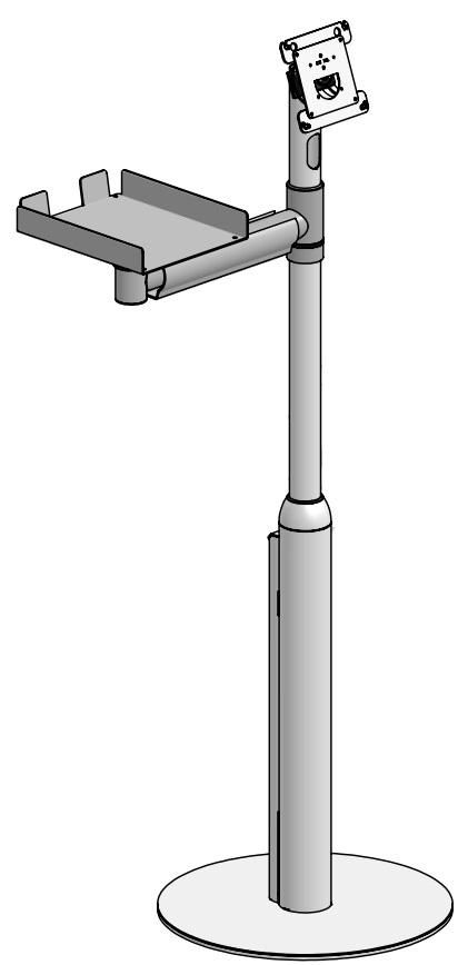 ERGONOMIC SOLUTIONS - W128845497 - Support de sol à hauteur réglable avec bras oscillant de 300 mm, plaque d'imprimante -NOIR-