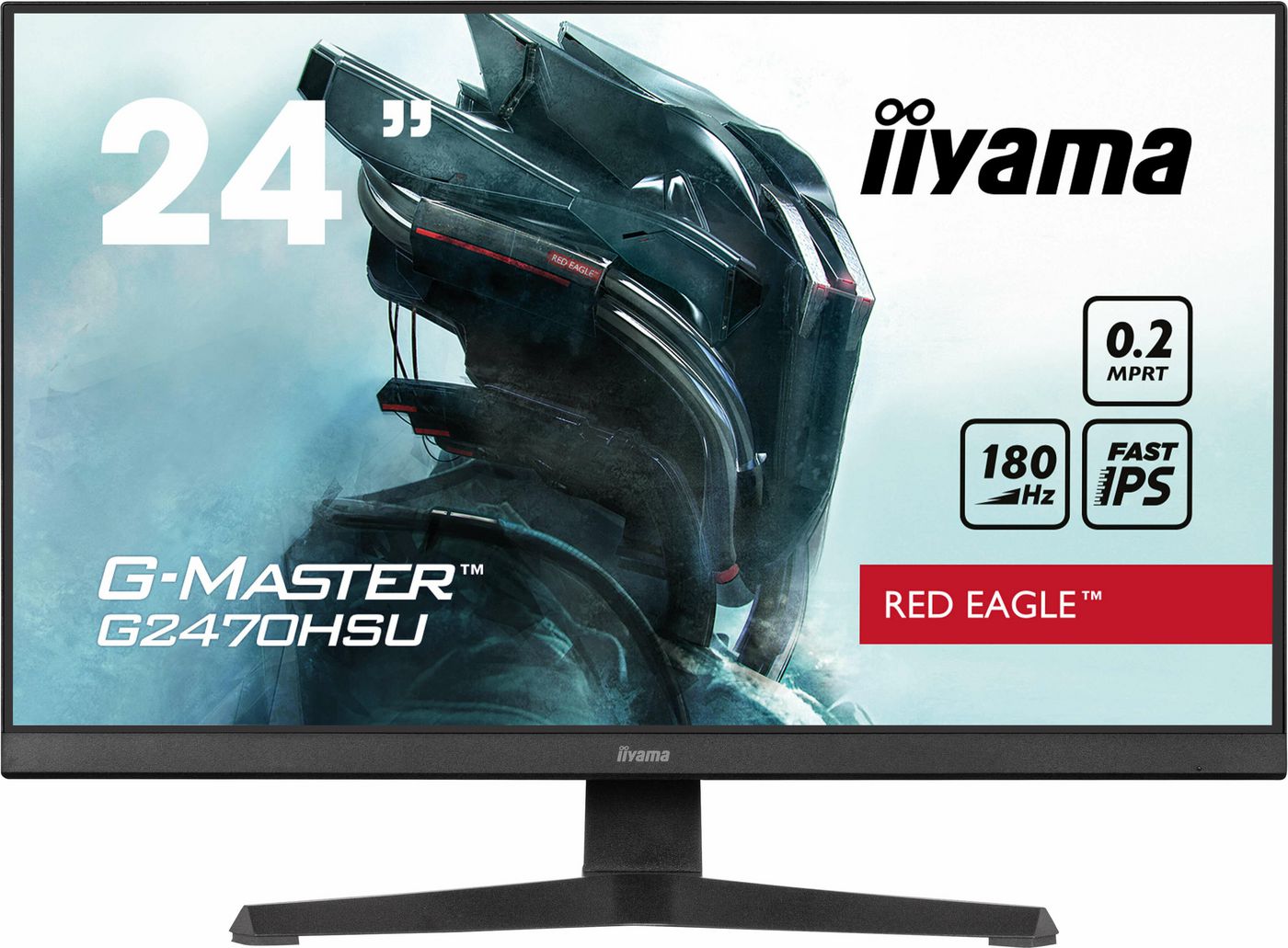 IIYAMA - W128891035 - iiyama 24" Fast IPS Gaming, G-Master  rouge Eagle, FreeSync Premium,  1920x1080@180Hz, 300cd/m², 1100:1, HDMI, DisplayPort, 0,2ms (MPRT), Speakers,