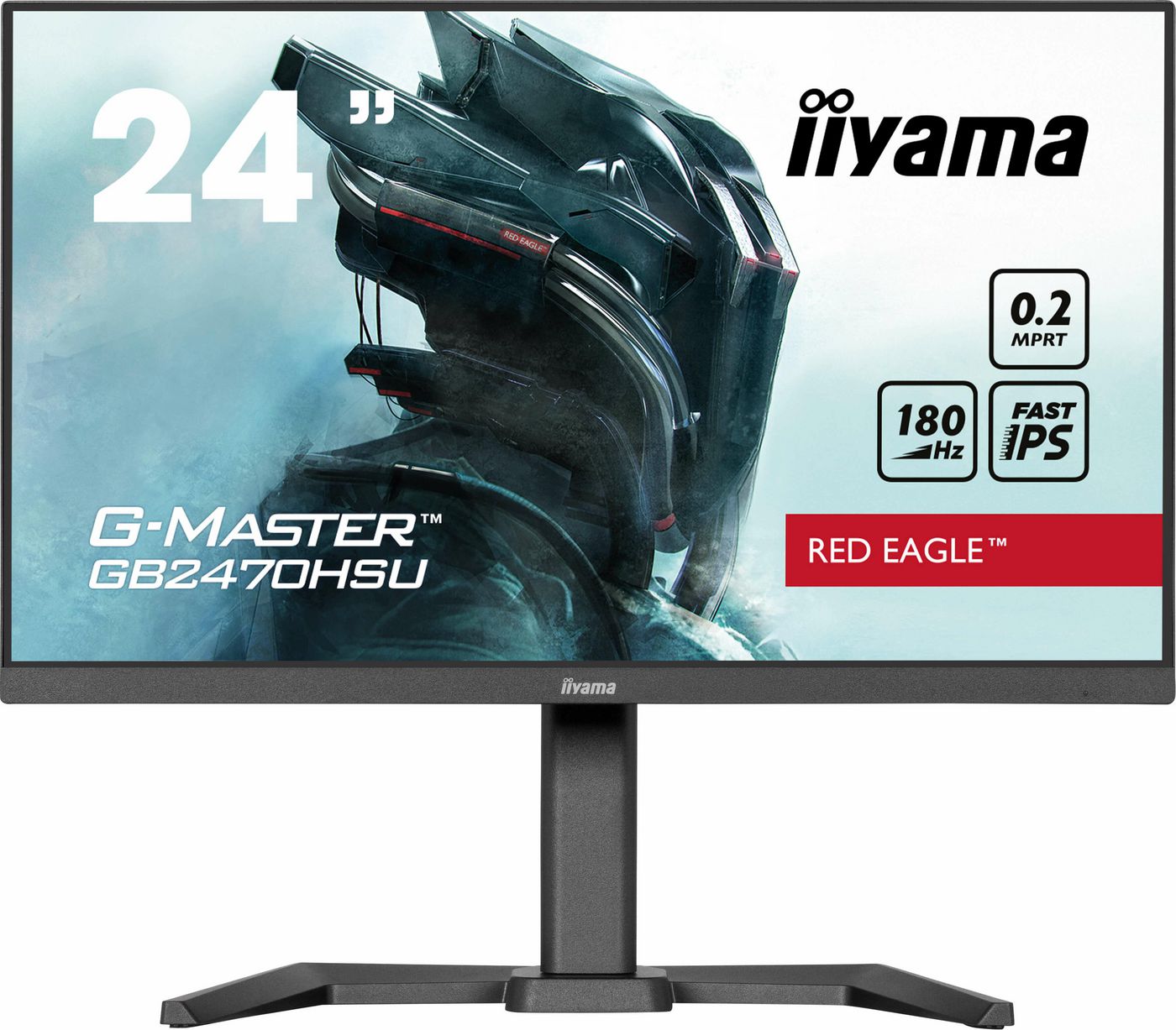 IIYAMA - W128891036 - iiyama 24" Fast IPS Gaming, G-Master  rouge Eagle, FreeSync Premium,  1920x1080@180Hz, 300cd/m², 1100:1, HDMI, DisplayPort, 0,2ms (MPRT), Speakers,