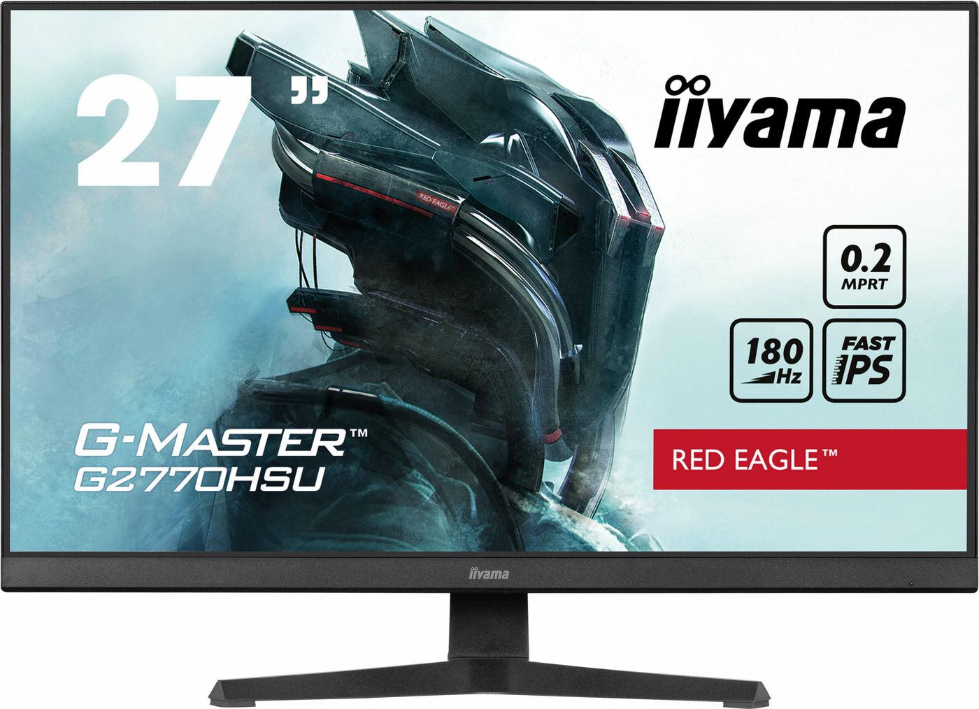 IIYAMA - W128891037 - iiyama 27" Fast IPS Gaming, G-Master  rouge Eagle, FreeSync Premium,  1920x1080@180Hz, 300cd/m², 1100:1, HDMI, DisplayPort, 0,2ms (MPRT), Speakers,