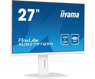 IIYAMA - W128908922 - 27" BLANC IPS, 2560x1440, pied réglable en hauteur sur 15 cm, station d'accueil USB-C, 1ms, 250cd/m², haut-parleurs, USB-C, HDMI, DisplayPort
