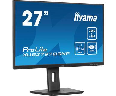 IIYAMA - W128908963 - 27" IPS, 2560x1440, pied réglable en hauteur sur 15 cm, station d'accueil USB-C, 1ms, 300cd/m², haut-parleurs, USB-C, ,KVM, HDMI, DisplayPort