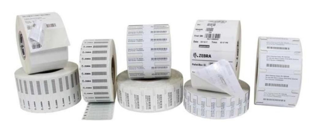 ZEBRA - W128917995 - Zebra étiquette, Synthetic,100x40mm transfert thermique,  RFID  Polyester+Foam,Coated,Adhesive,76.2mm core,RFID,250/roll,1/box,Plain,FCC