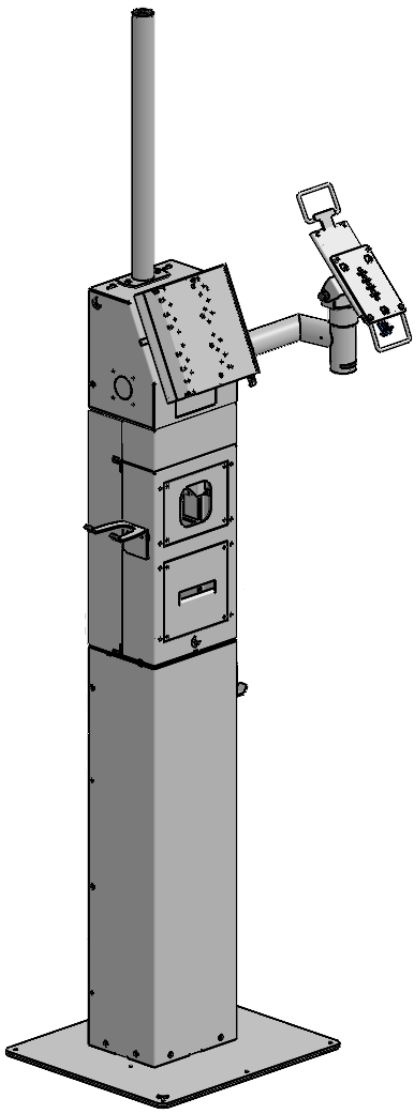 ERGONOMIC SOLUTIONS - W128942243 - Kiosque avec poteau supérieur, lecteur de codes à barres et de sacs POSlift et Paylift -NOIR-