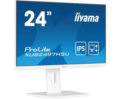 IIYAMA - W128948233 - 24" WHITE IPS-panel,1920x1080, 15cm Adj Stand,1ms,300nits,Speakers,HDMI,DP, USB 2x 2.0-dual monitor setup