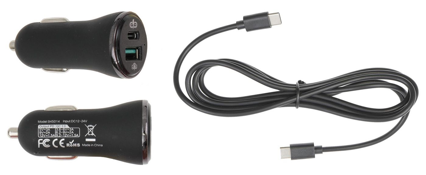 BRODIT - W128955401 - Adaptateur Cig-plug, ports USB-A/C (femelle), Qualcomm Quick Charge 3.0, 5V/2.4A.Câble Type-C vers Type-C, 1,5m