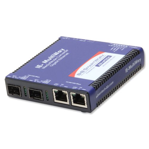 ADVANTECH DLOG - W128980253 - Convertisseur de média durci géré, 1000Mbps, 2xSFP, adaptateur AC (IE-MultiWay, 2TX/2SFP)