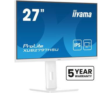 IIYAMA - W128985290 - 27" WHITE IPS-panel, 1920x1080@100Hz,300nit,15cm Hauteur ajustable,Haut-parleurs,HDMI, DP, 1ms, USB 2x2.0