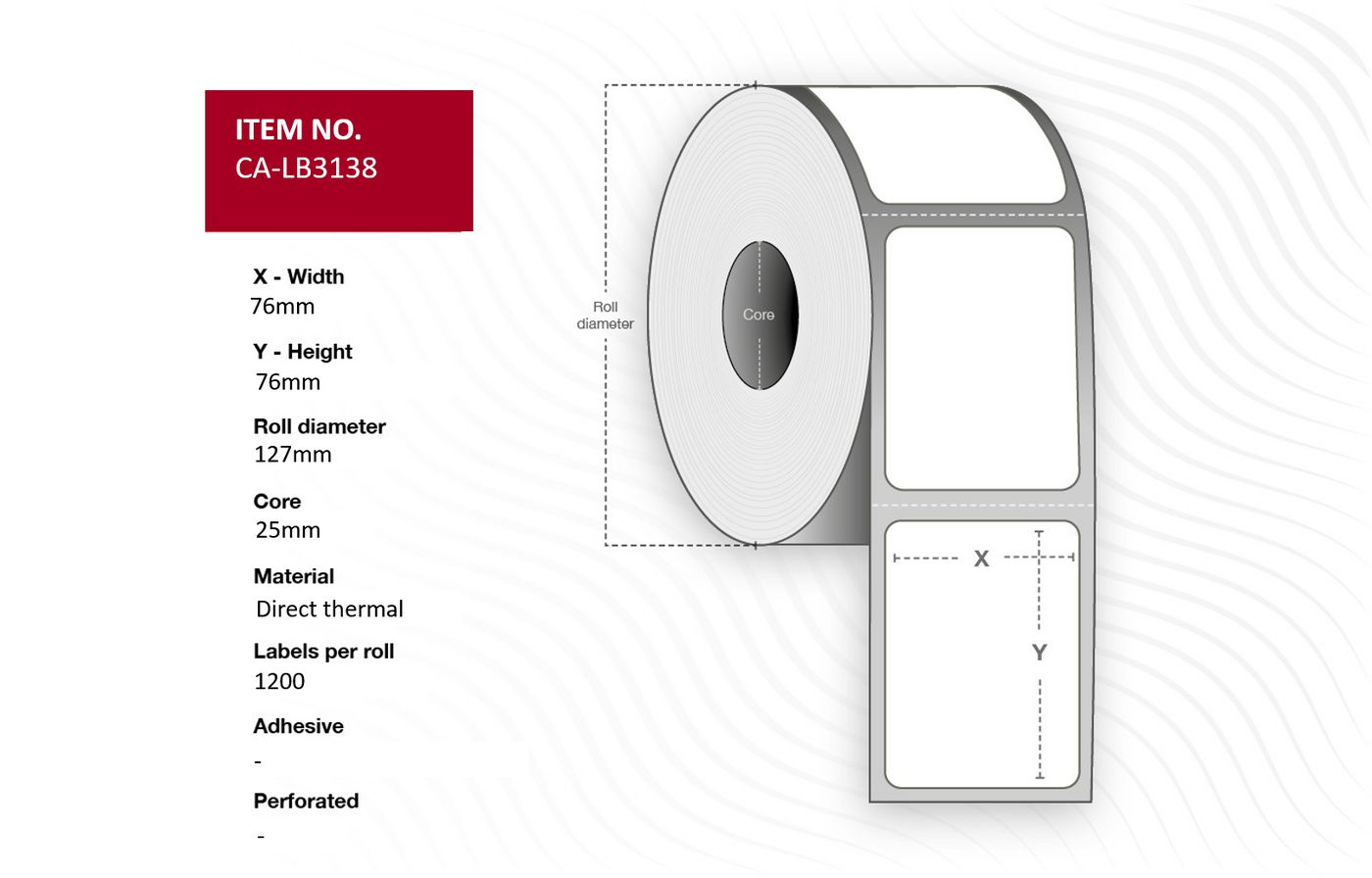 Capture - W128986419 - Capture étiquette 105 x 220, Core 76mm,  Direct thermal, No  perforation, 2000 labels per roll. 2 rolls per box.