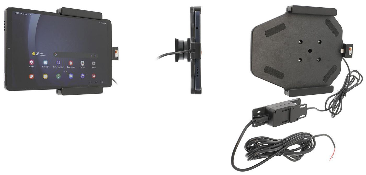 BRODIT - W128987114 - Support actif pour installation fixe, câble USB, 2 ports USB, inclinable et pivotant, 12/24V 2A, Samsung Galaxy Tab