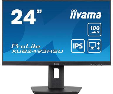 IIYAMA - W128998284 - iiyama 24" IPS vert,  EyeComfort/EyeSafe,1920x1080@1 00Hz, 15cm Adj. Stand, 250nits,Speakers,HDMI,DP, 3ms,USB