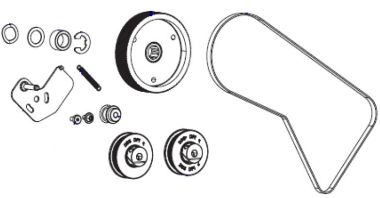 ZEBRA - W129014636 - Kit système d'entraînement principal (comprend des poulies et une courroie de conception nouvelle pour tous les dpi) série zt600