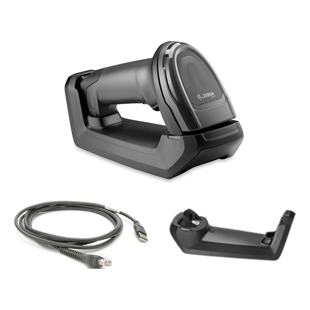 ZEBRA - DS8178-DL7U2100SFW - Scanner codes-barres Zebra DS8178, 2D lecture de documents, Bluetooth, socle standard, kit câble blindé, noir, toutes zones, config standard