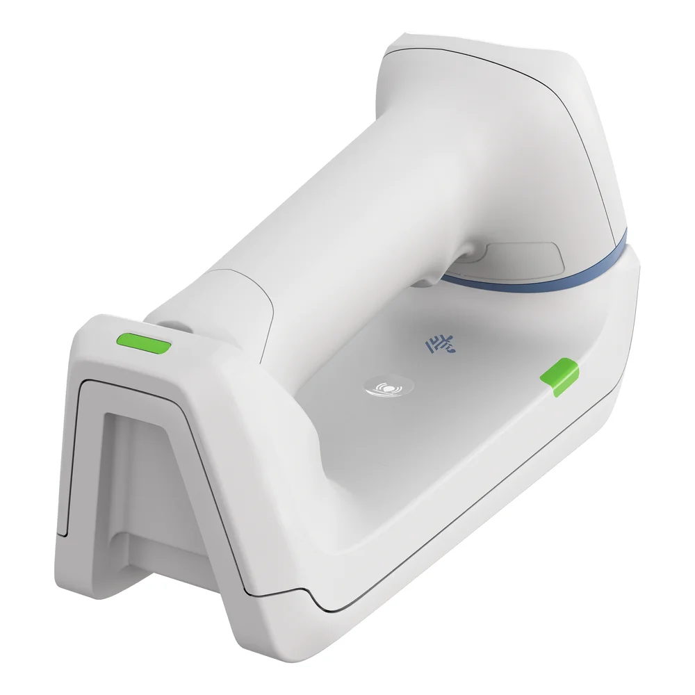 ZEBRA - DS8288-HCBU210MSAW - Scanner codes-barres Zebra DS8288 santé (HC), 2D, boîtier désinfectable, Bluetooth, FIPS, compatible iOS, batterie 3 500 mAh, pied magnétique, kit socle de standard et câble USB blindé, blanc, vibreur